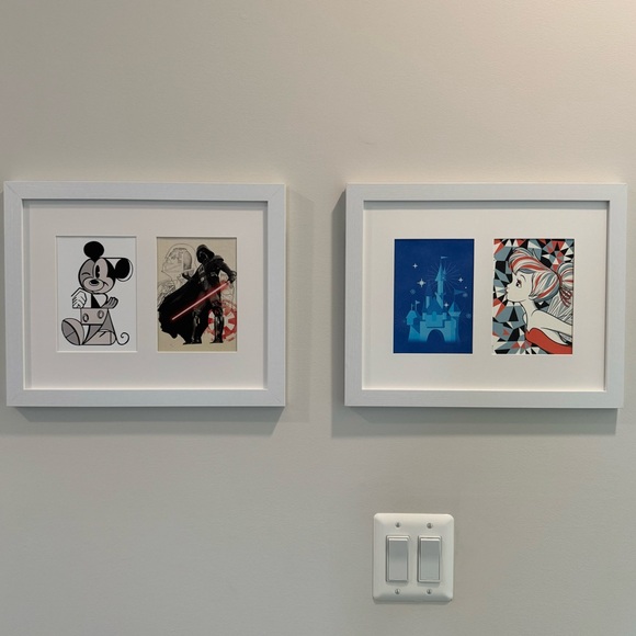 LE Disney (2) 5”x7” Postcard Prints Matted In 11”x14” White Frame - Picture 5 of 5